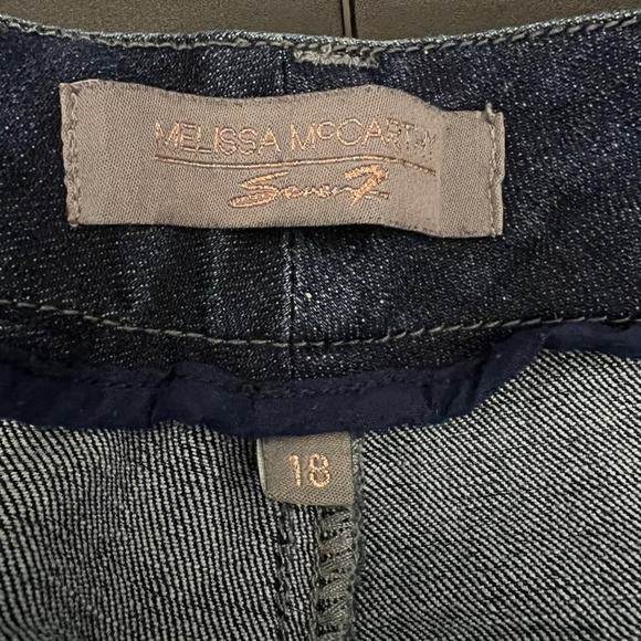 Melissa McCarthy Seven7 Slim Boot Slimming Whiskering Blue Jeans | Plus Size 18 - Picture 4 of 12